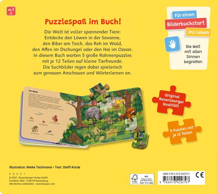 Produktbild Ravensburger Puzzle-Buch: Tiere der Welt (12 Teile)