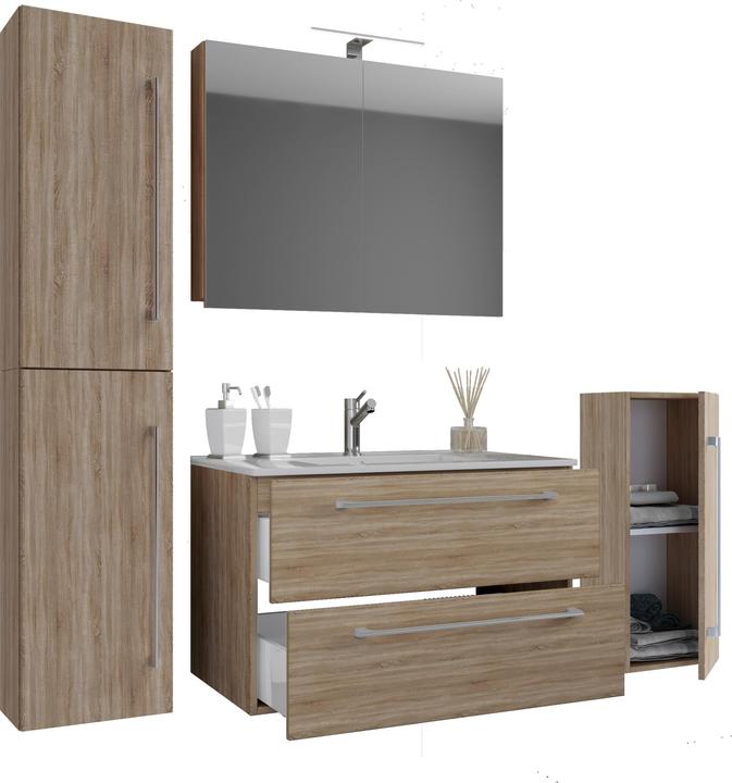 Actual product image VCM 5-piece wash place washbasin Badinos 2 drawers mirror cabinet
