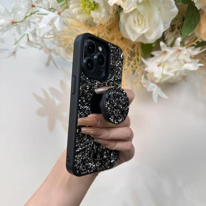 Actual product image The Bling World iPhone 14 Pro - Hülle, glänzendes Design mit Standfunktion, Schwarz (Apple iPhone 14 Pro)