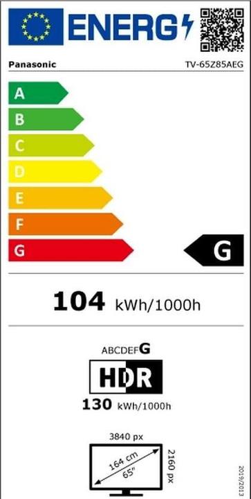 Energy Label Panasonic TV-65Z85AEK (65", OLED, 4K, 2024)