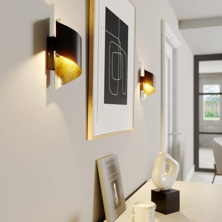Produktbild Lindby Metall-Wandleuchte Desirio, schwarz-gold (330 lm, G9)