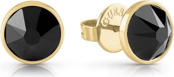 Guess Orecchini da uomo placcati oro con cristalli neri Frontiers JUME01343JWYGBKT / U (M) (Kristalas)
