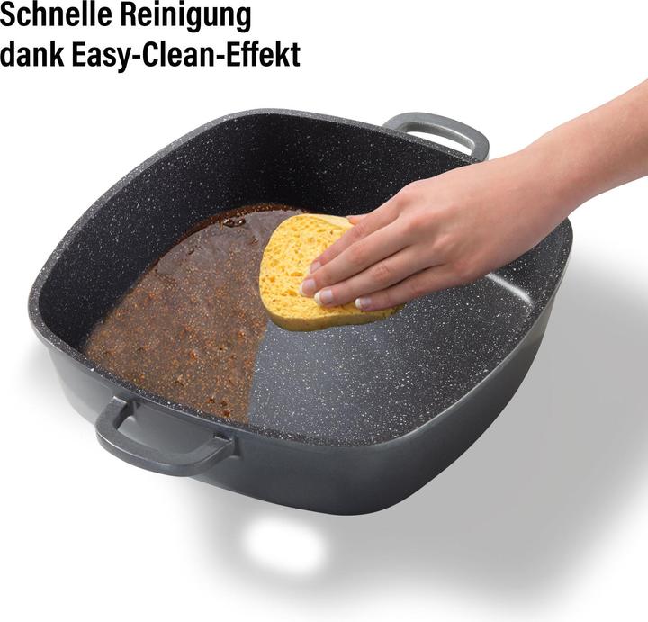 Produktbild Stoneline Eckpfanne 28x28 cm mit Aroma Glasdeckel, Pfanne rechteckig, Backofen, Induktion geeignet (Pfannenset + Topfset, Aluminium)