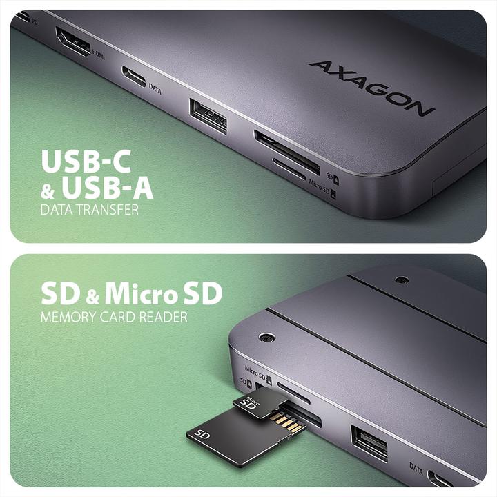 Produktbild Axagon HUB HMC-6GM2 USB 6 in1 10 Gbit (USB-C, 1 Ports)