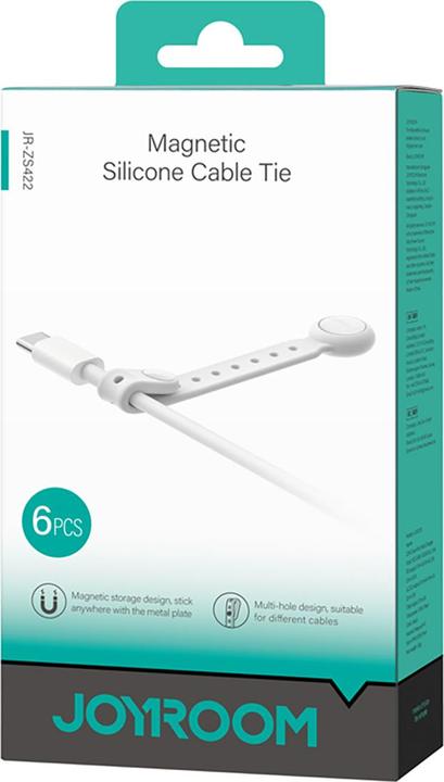 Produktbild Joyroom JR-ZS422 Silicone Cable Tie with Magnet, Set of 6 - White (Kunststoffkabelbinder)