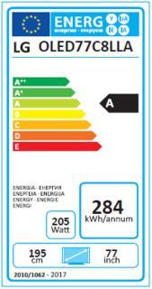 Energy Label LG Oled77c8 (77", OLED, 4K, 2018)
