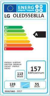 Energie-Label LG Oled55e8 (55", OLED, 4K, 2018)