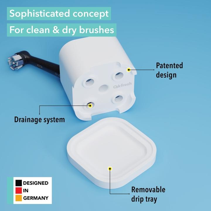 Image du produit Qikfresh Porte-brosse à dents et brosse à recharger 4 pièces Gris (Porte-brosse à dents)