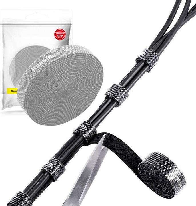 Immagine prodotto Baseus Cinghie in velcro a cerchio arcobaleno da 3 m, grigio (Foro cavo, 300 cm)