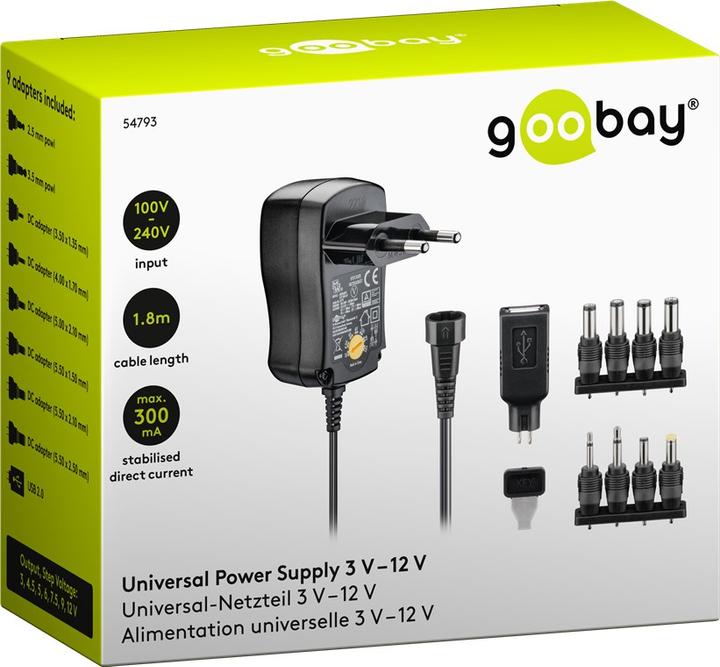 Immagine prodotto Goobay Alimentazione universale 3 V - 12 V 0,3A
