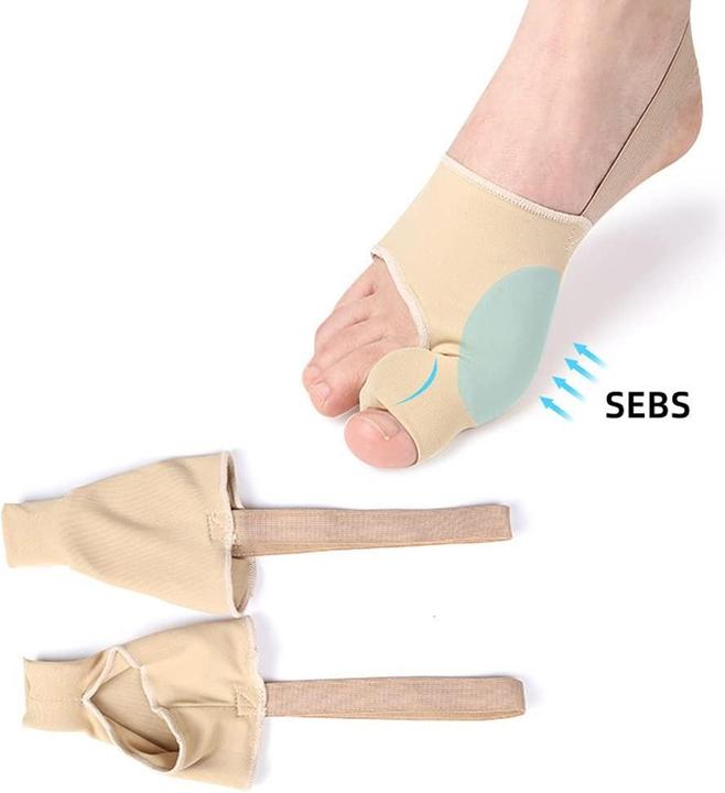Actual product image Cbx Hallux valgus correction bandage with integrated silicone pad 2 pieces - size L (Foot cream & foot gel)