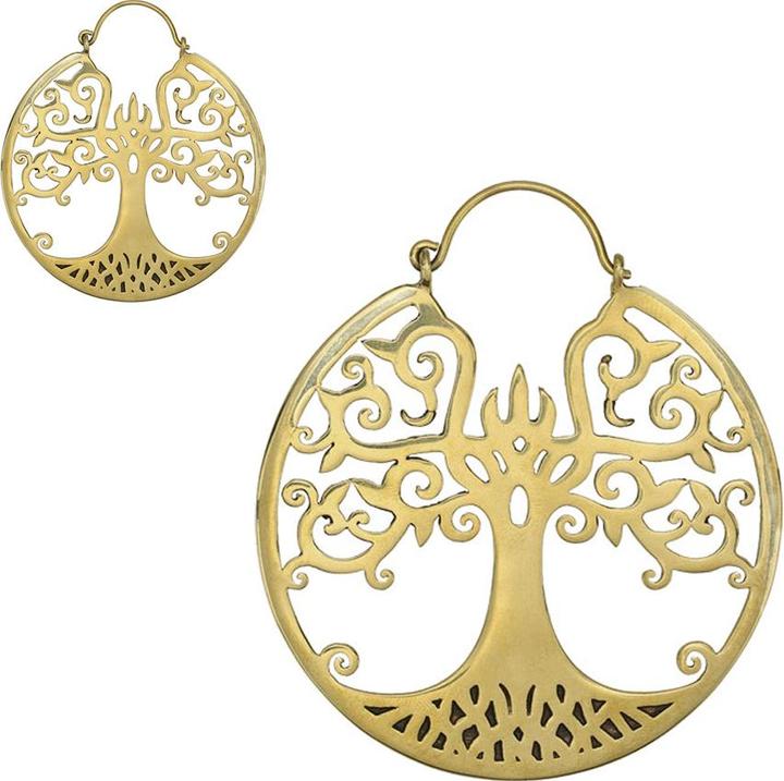 Star Piercing Ohrring vergoldet Baum des Lebens (Messing)