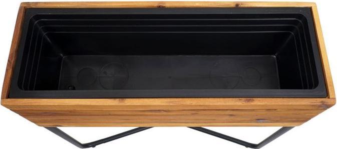 Actual product image Mendler Planter box HWC-L25, rectangular 60x62x22cm outdoor steel acacia, brown (62 cm)