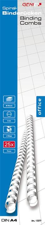 Actual product image Genie 12377 Plastic binding spines (DIN A4 size suitable for all binding machines 8 mm) 10 pieces white