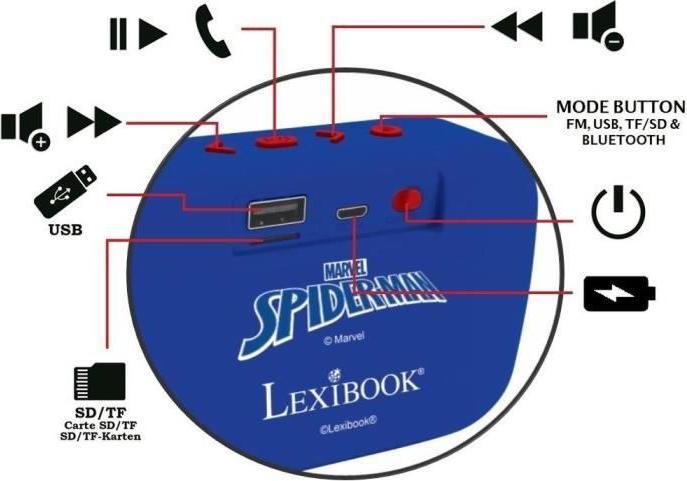 Produktbild Lexibook Spider-Man Bluetooth portable radio speaker with fabric finish