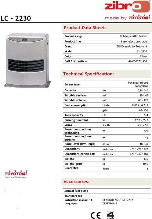 Actual product image Zibro Paraffin heater LC-2230 (3000 W)