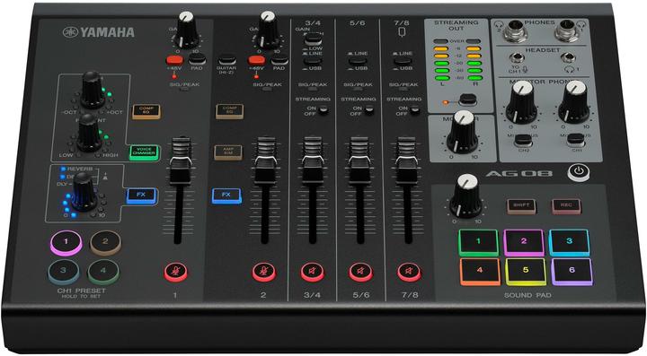 Produktbild Yamaha AG08 Black live streaming mixer (Studio- und Livemixer)