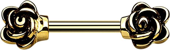 Image du produit Star Piercing Barbell Stab mit Blume vergoldet (sans laiton, Acier chirurgical 316L)