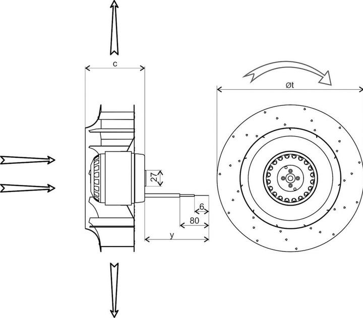 Actual product image 2RRE45-250X50R L47-A3 Axial fan 230 V/AC 1400 m³/h (Ø x H) 252 mm x 103