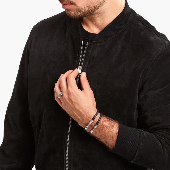 Image du produit Thomas Sabo Bracelet en cuir noir argenté (17 cm, Cuir, Argent sterling 925, Noirci)