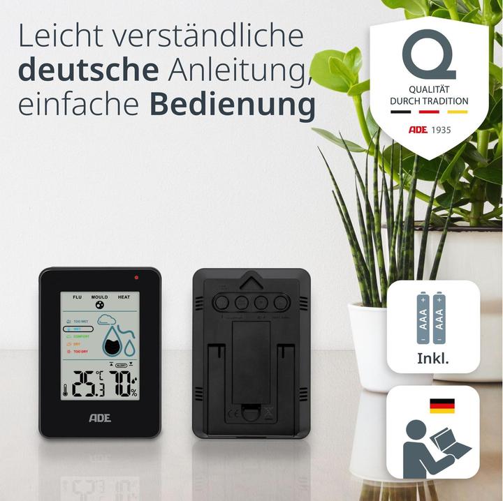 Immagine prodotto ADE Thermo-/Hygrometer digital Schwarz, Funktionen