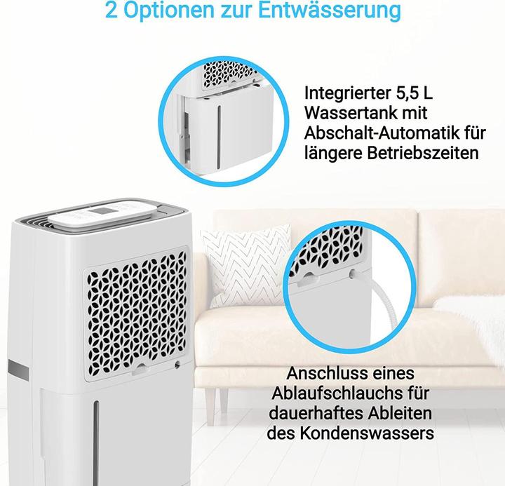 Image du produit KLAMER Déshumidificateur 25L, 195m³ de circulation d'air par heure, déshumidificateur 420W, réservoir 5.5L (35 m², 25 l/24h)