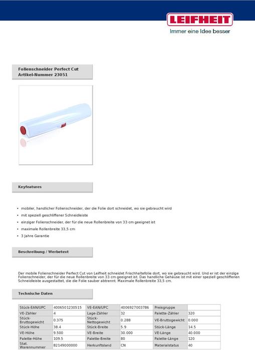 Produktbild Leifheit Folienschneider Perfect Cut