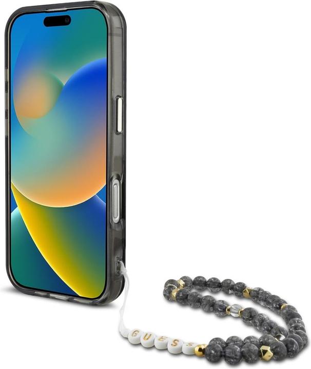 Image du produit Guess Palm Trees Triangle Pearl Strap MagSafe case for iPhone 16 Pro black