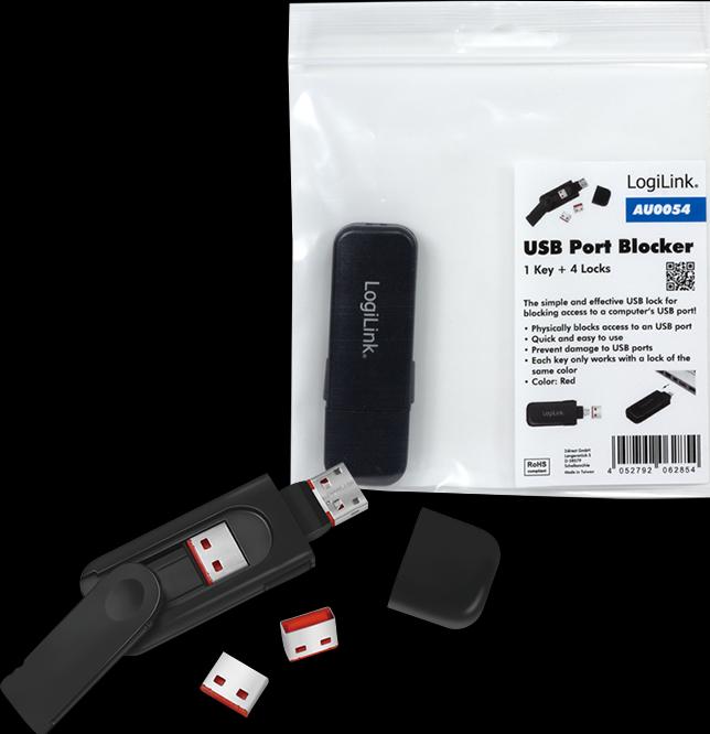 Actual product image LogiLink USB-A-Port lock (1x key and 4x locks)