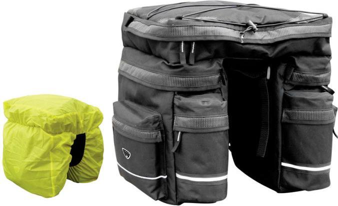 Longus Pannier Triple, Black Handle+Brace Fixed. (Luggage carrier bag)