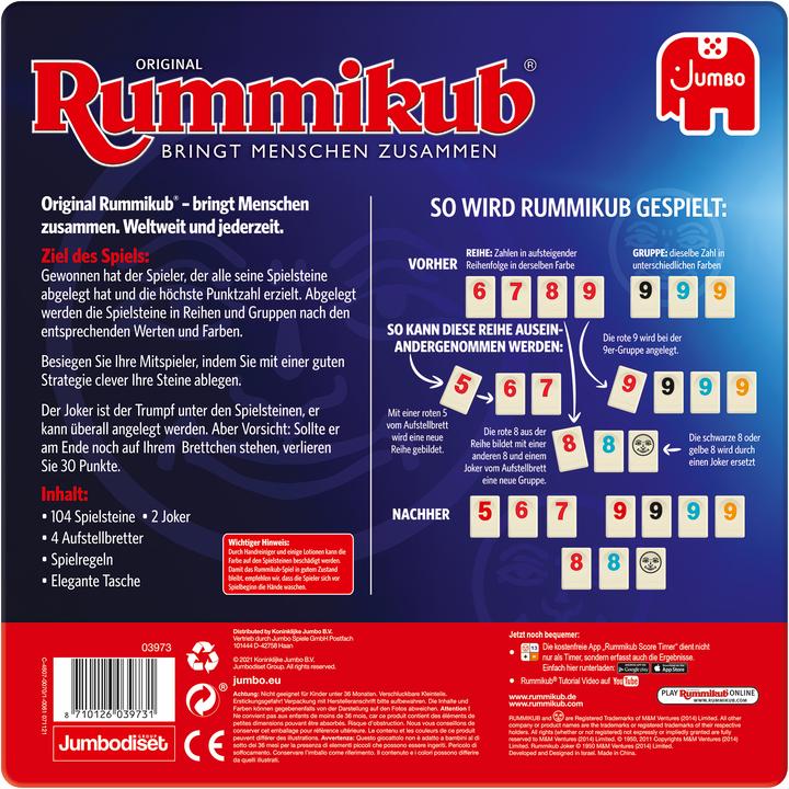 Nutritional values and ingredients Jumbo Original Rummikub in metal box (German)