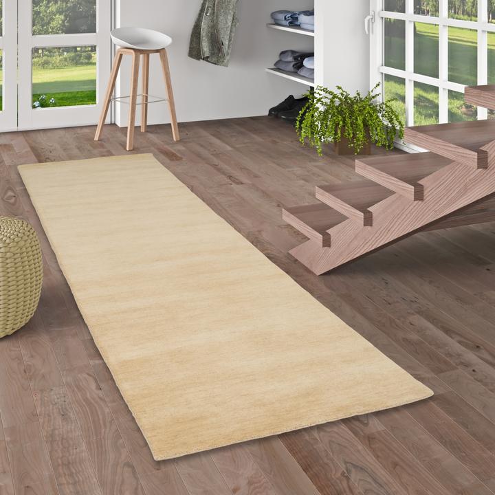 Produktbild Pergamon Wolle Natur Teppich Läufer Gabbeh Maya Einfarbig (70 x 300 cm)