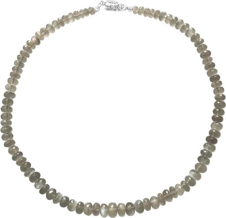 Actual product image Xen Moonstone - necklace rondelle grey magnetic clasp 925 silver 48 cm (925 Sterling silver, 48 cm)