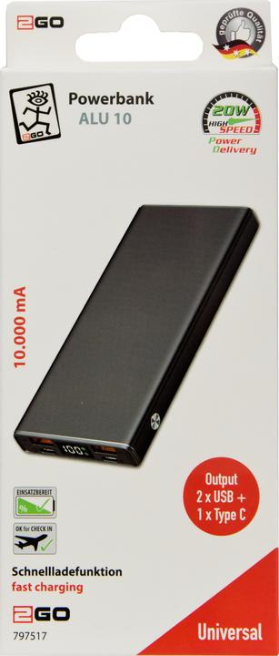 Immagine prodotto 2GO Powerbank 10000mAh USB-C (10000 mAh, 42.50 W)