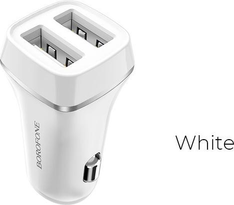 Borofone Autoladegerät BZ2 mit zwei USB-Anschlüssen (2,4A) weiss