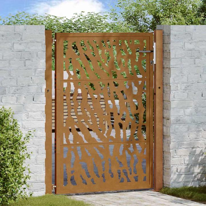 Produktbild VidaXL Gartentor 105x130 cm Wetterfester Stahl Spurendesign Zauntor