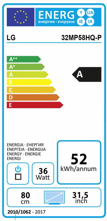 Label énergétique LG 32MP58HQ-P (1920 x 1080 pixels, 31.50")