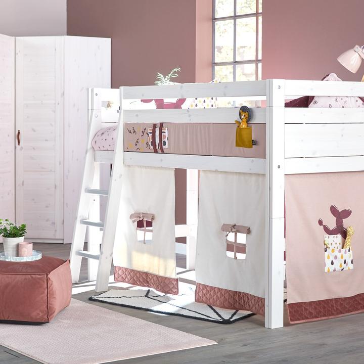 Immagine prodotto Lifetime Kidsrooms Letto a mezza altezza con scala inclinata e tenda da gioco, piano a scomparsa