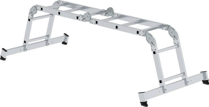 Produktbild Munk Vielzweckleiter 4-teilig mit nivello-Traverse und Holzbelag 2x3 + 2x4 Sprossen (Mehrzweckleiter, 30 cm)
