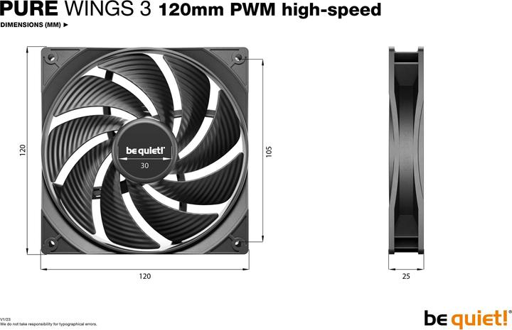 Produktbild be quiet! Pure Wings 3 PWM HS 120x120x25 (120 mm, 1 x)