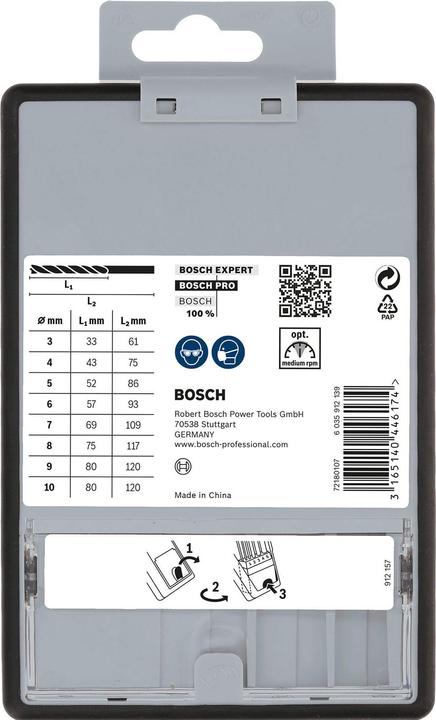 Image du produit Bosch Professional Zubehör Kit de mèches hélicoïdales à bois PRO Wood. 8 pcs. (5 mm, 6 mm, 7 mm, 8 mm, 9 mm, 10 mm, 3 mm, 4 mm)