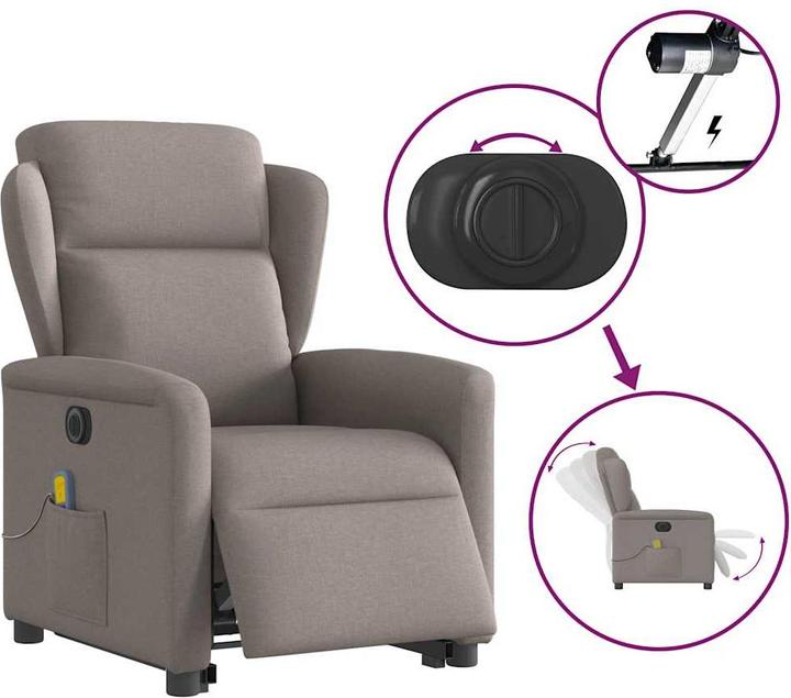 Produktbild VidaXL Elektrischer Massagesessel mit Aufstehhilfe Taupe Stoff