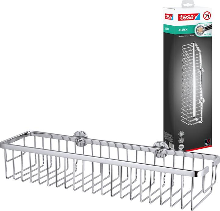 Actual product image tesa ALUXX shower basket incl. adhesive solution without drilling (9.5 x 13.5 x 46.5 cm)