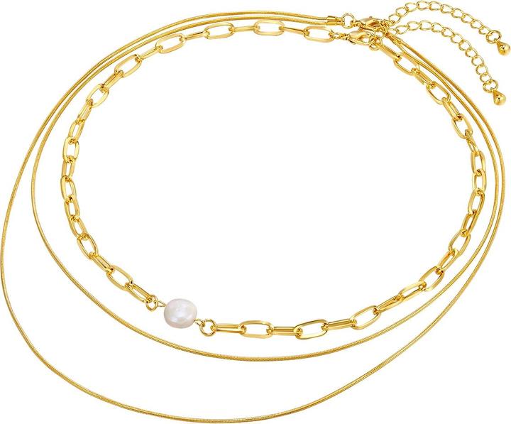Actual product image Lulu & Jane Ladies metal alloy shell pearl yellow gold 40.0 cm base chain + 5.0 cm extension - 29583 (Metal alloy, 40 - 45 cm)