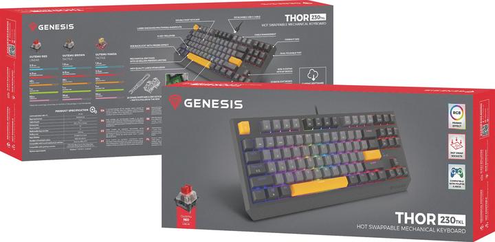 Produktbild Genesis Klawiatura Thor 230 TKL Outemu Red (NKG-2082) (US, Kabelgebunden, Kabellos)