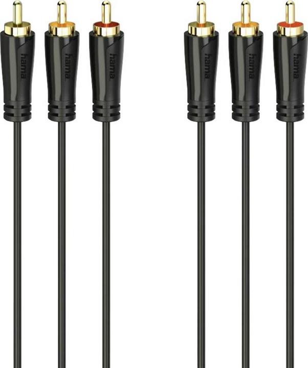 Immagine prodotto Hama Cavo audio/video, 3 cinch plug - 3 cinch plug, placcato oro, 1,5 m (1.50 m, Cinch)