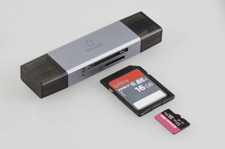Image du produit Renkforce RF-PCR-400 Lecteur de carte mémoire externe USB-A, USB-C® microSD, SD Spa (USB, USB-C)