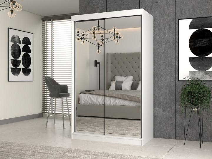 Produktbild Topeshop IGA 120 BIEL A KPL Schlafzimmer-Schrank 7 Regale 2 Tür(en) Weiss Garderobe (120 x 61 x 200 cm)