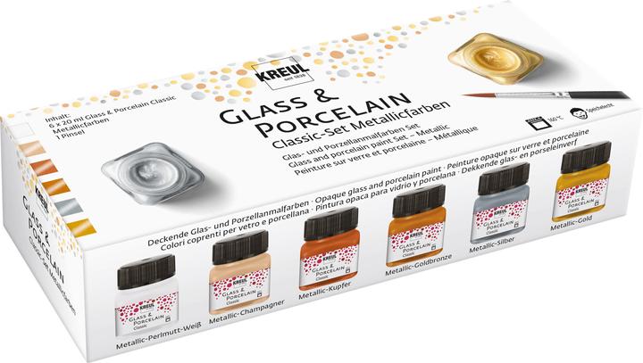 Actual product image Kreul Glass & Porcelain (Metallic silver, Metallic Gold, Metallic copper, Metallic gold bronze, Metallic champagne, 120 ml)