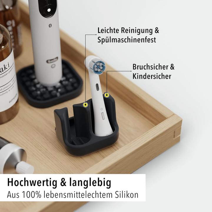Immagine prodotto Qikfresh Aufsteckbürstenhalter 2er Schwarz (Portaspazzolino)